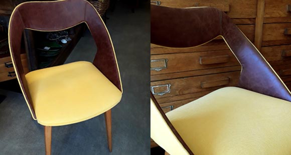 chaise vintage cuir et tissu à vendre